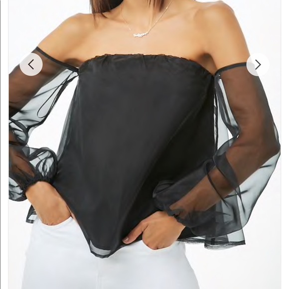sheer black off the shoulder blouse